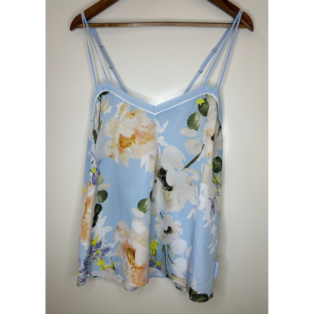 B by Ted Baker Floral Pajama Cami Top Blue Size 16 Strappy Sleepwear PF Satin - Picture 11 of 11